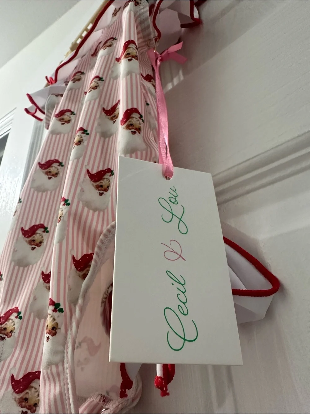 Cecil and Lou One-Piece Swimsuit with Vintage Santa/Christmas Design